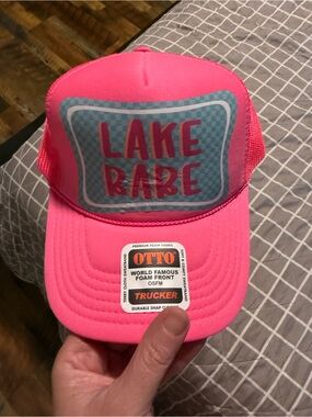 Otto “Lake Rare” Trucker Hat – Bright Pink – Checkered Front